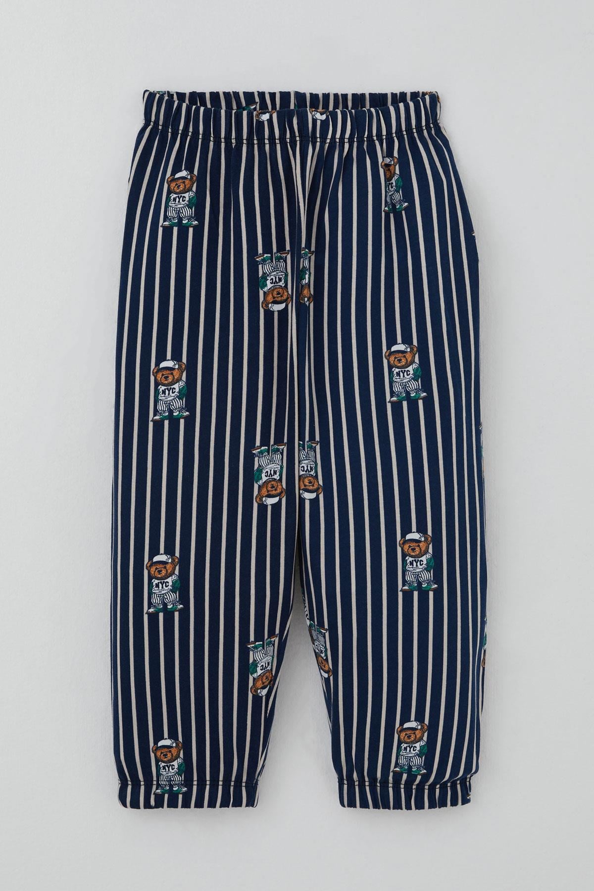 Breeze Erkek Bebek Pijama Takımı Sevimli Ayıcık Figürlü Lacivert (9 Ay-3 Yaş)
