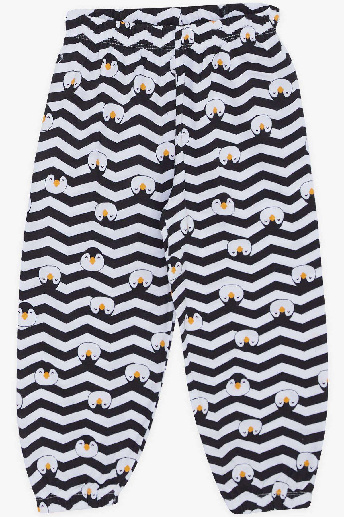 Breeze Erkek Bebek Pijama Takımı Sevimli Penguen Desenli Siyah (9 Ay-3 Yaş)