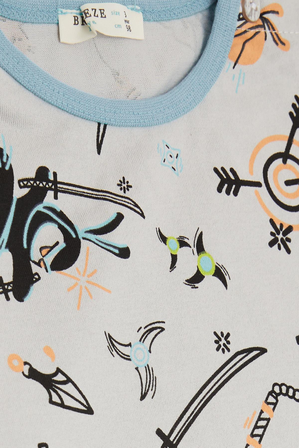 Breeze Erkek Bebek Pijama Takımı Spor Temalı Gri (9 Ay-3 Yaş)