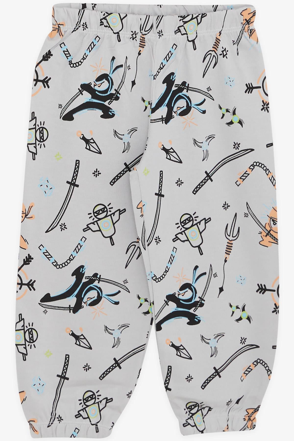 Breeze Erkek Bebek Pijama Takımı Spor Temalı Gri (9 Ay-3 Yaş)