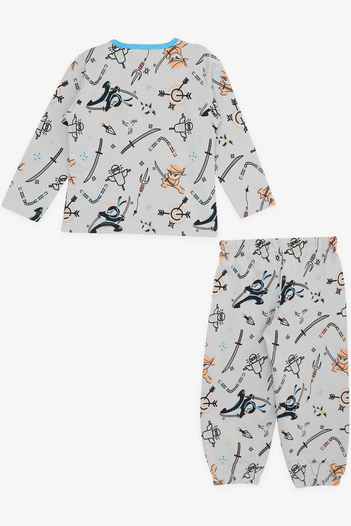 Breeze Erkek Bebek Pijama Takımı Spor Temalı Gri (9 Ay-3 Yaş)