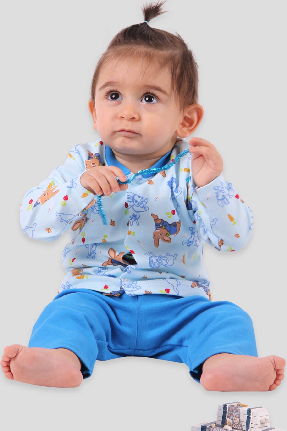 Breeze Erkek Bebek Pijama Takımı Tavşanlı Mavi (3-9 Ay)