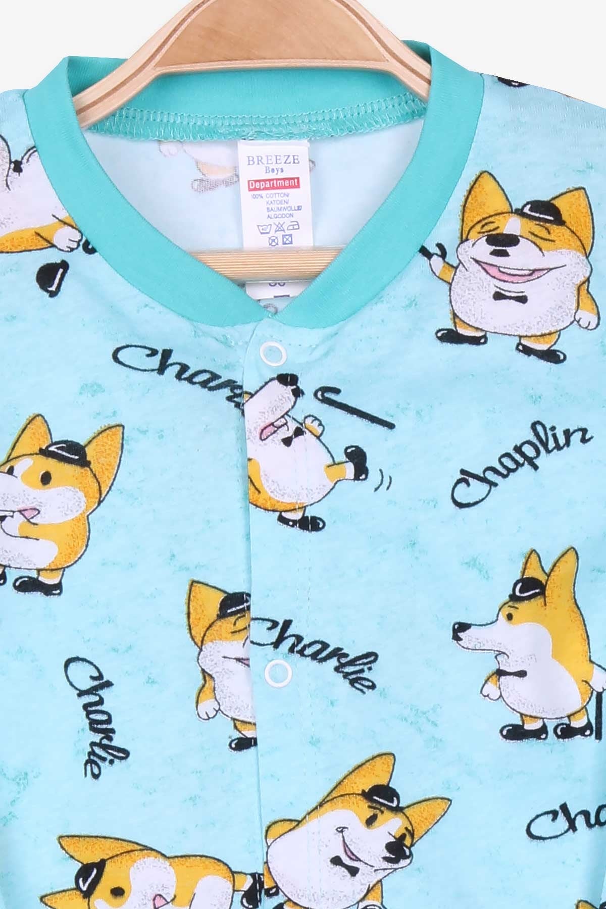 Breeze Erkek Bebek Pijama Takımı Tilki Desenli Su Yeşili (4 Ay-1 Yaş)