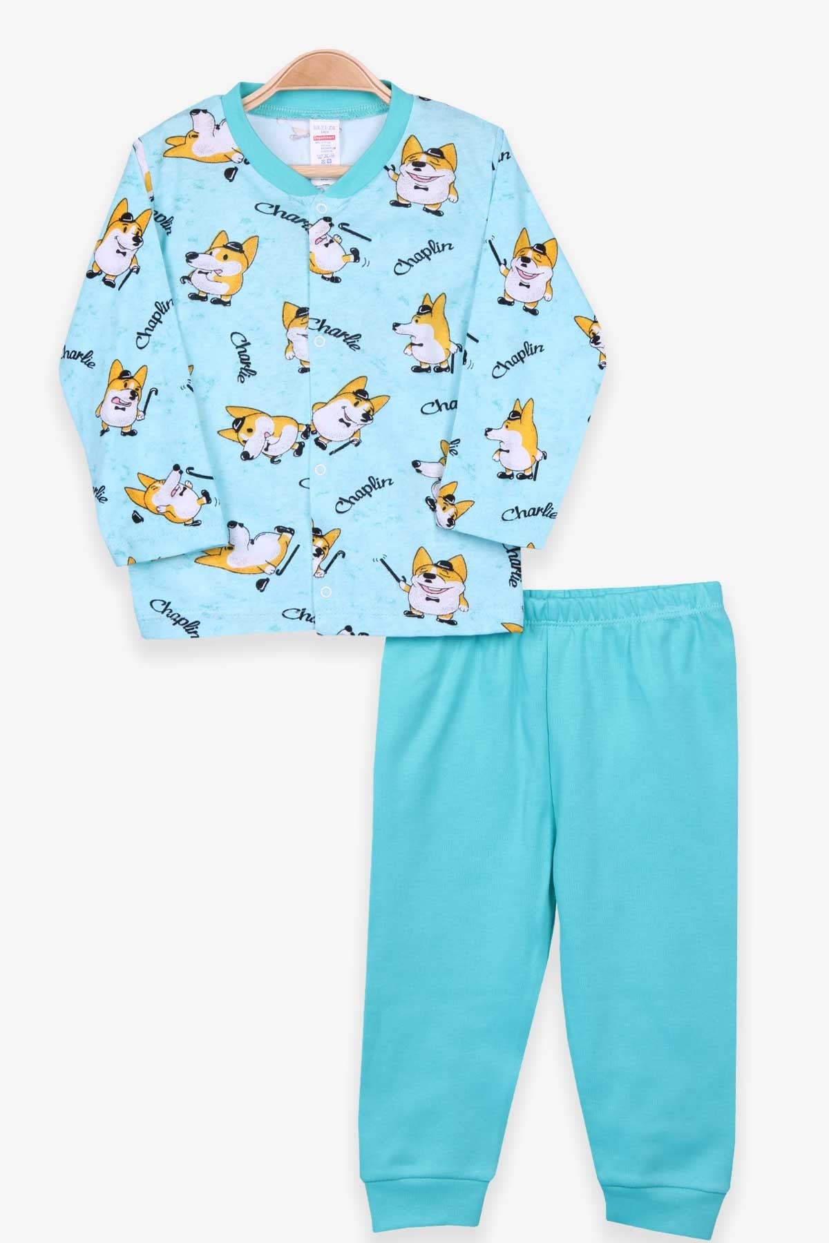 Breeze Erkek Bebek Pijama Takımı Tilki Desenli Su Yeşili (4 Ay-1 Yaş)