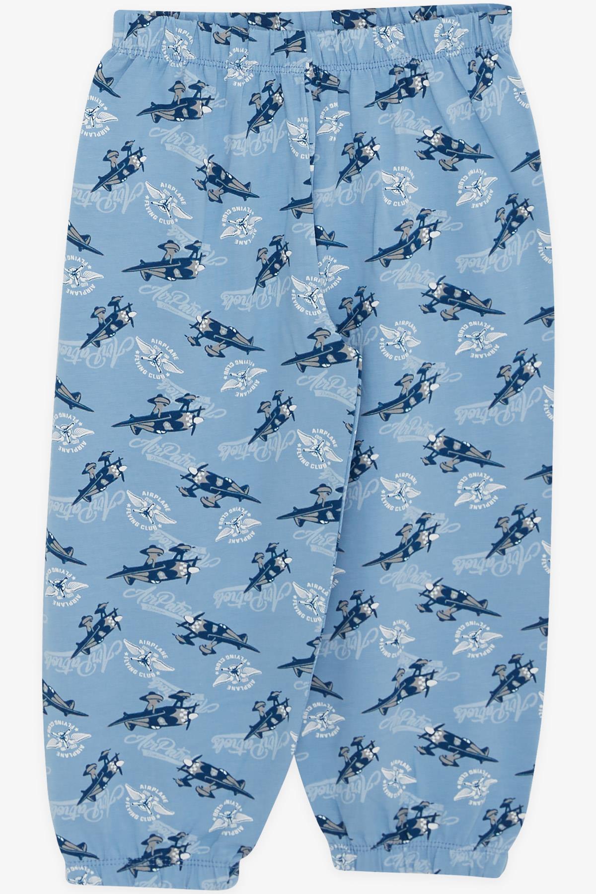 Breeze Erkek Bebek Pijama Takımı Uçak Desenli Mavi (9 Ay-3 Yaş)