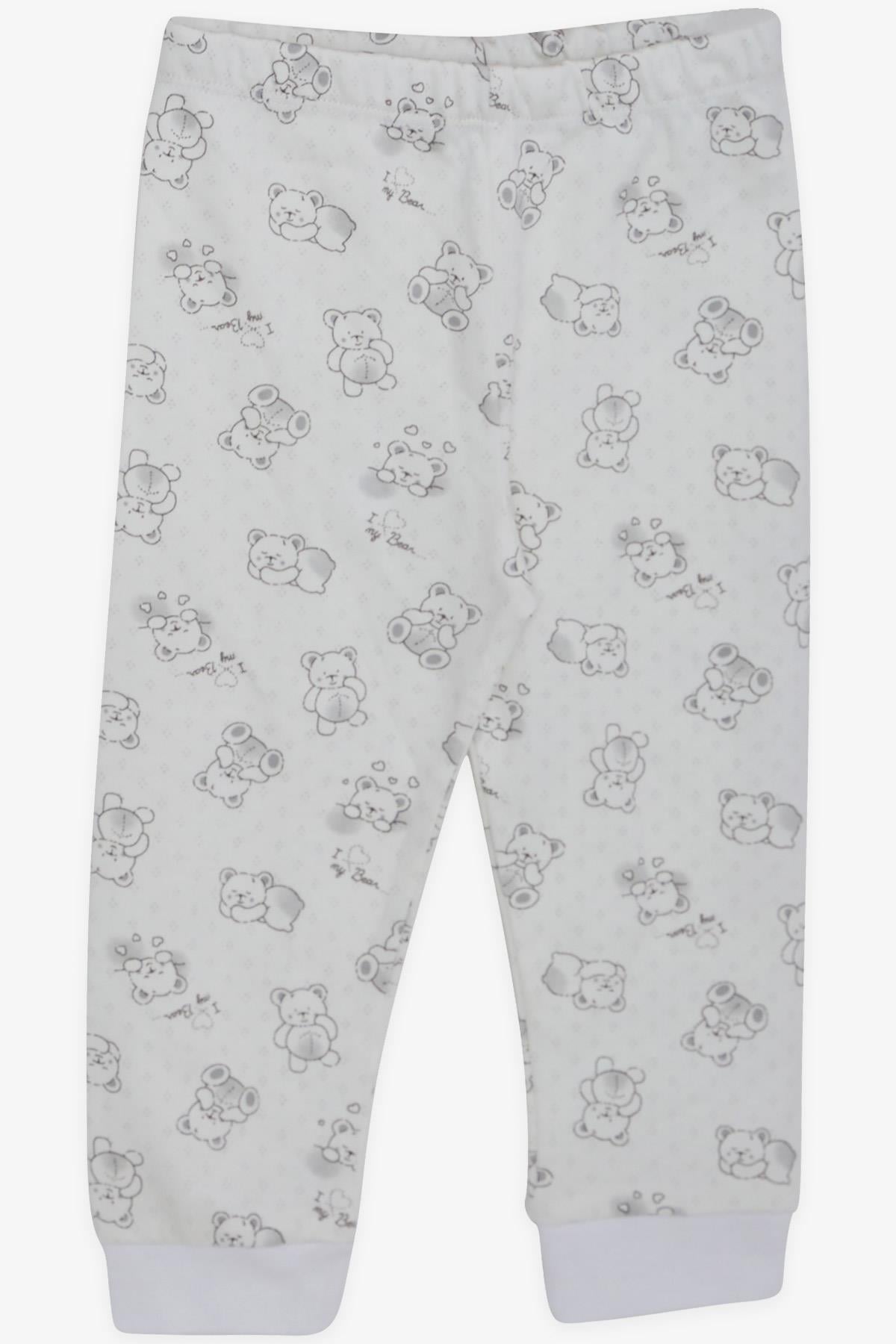 Breeze Erkek Bebek Pijama Takımı Uykucu Ayıcık Desenli Ekru (4 Ay-1 Yaş)