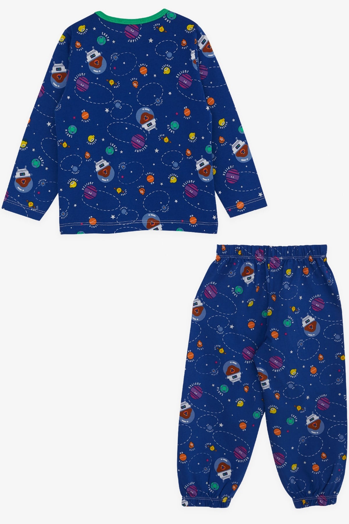 Breeze Erkek Bebek Pijama Takımı Uzay Temalı Mutlu Gezegenler Desenli Koyu Mavi (9 Ay-3 Yaş)