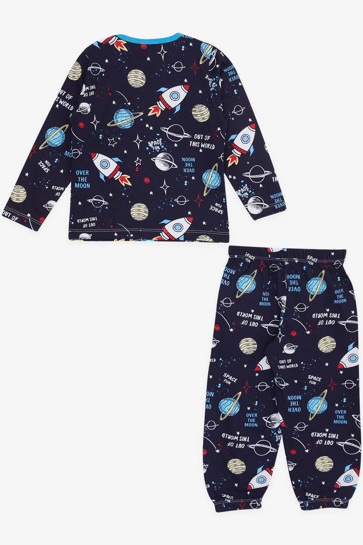 Breeze Erkek Bebek Pijama Takımı Uzay Temalı Lacivert (9 Ay-3 Yaş)