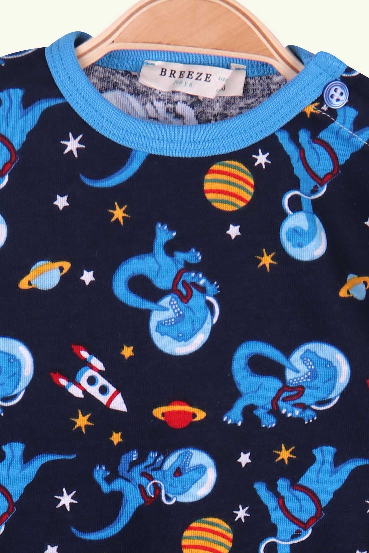 Breeze Erkek Bebek Pijama Takımı Uzay Temalı Lacivert (9 Ay-3 Yaş)