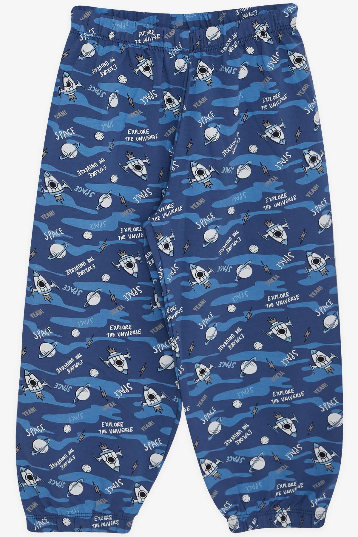 Breeze Erkek Bebek Pijama Takımı Uzay Temalı Mavi (9 Ay-3 Yaş)