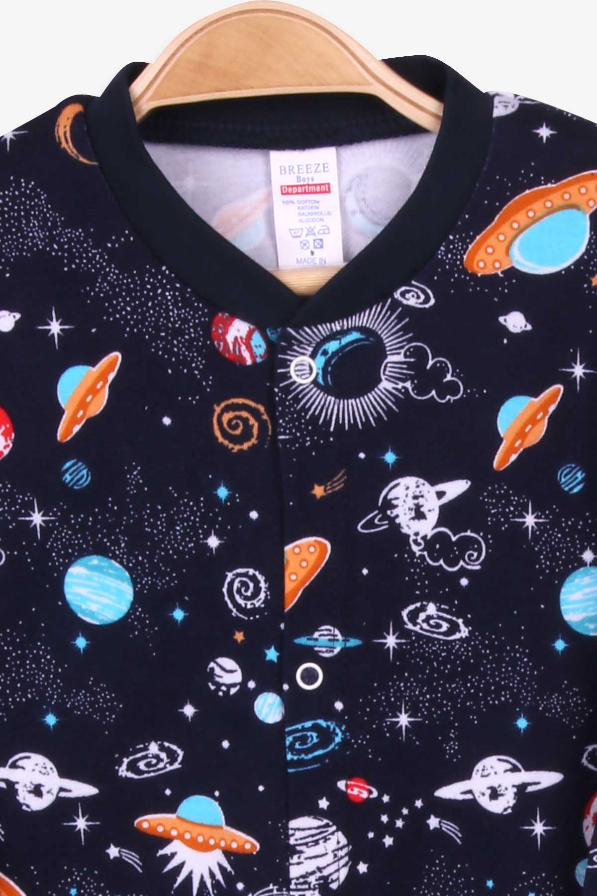 Breeze Erkek Bebek Pijama Takımı Uzay Temalı Lacivert (4 Ay-1 Yaş)