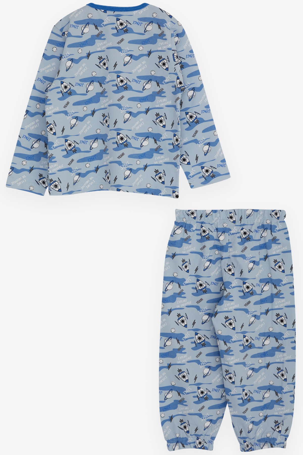 Breeze Erkek Bebek Pijama Takımı Uzay Temalı Açık Mavi (9 Ay-3 Yaş)