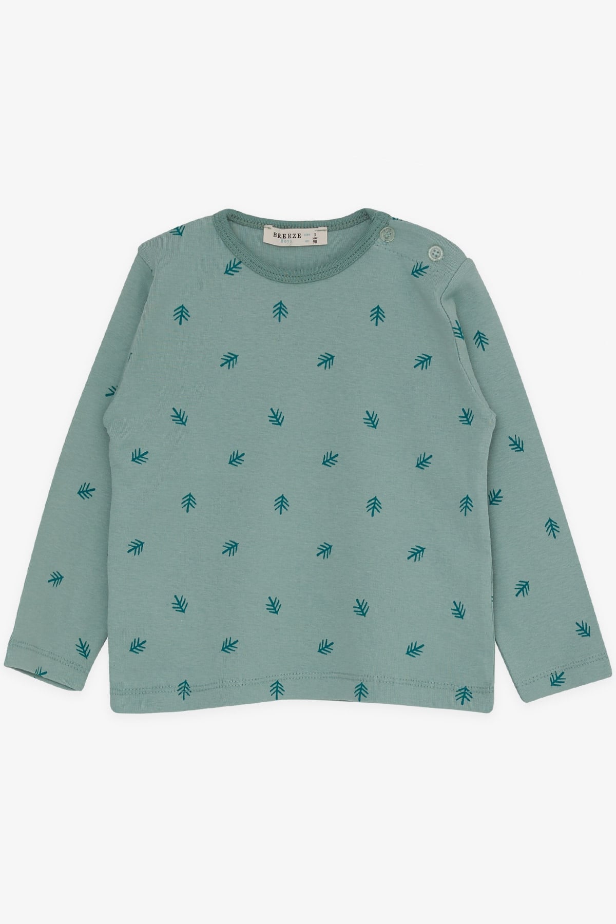 Breeze Erkek Bebek Pijama Takımı Yaprak Desenli Mint Yeşili (9 Ay-3 Yaş)