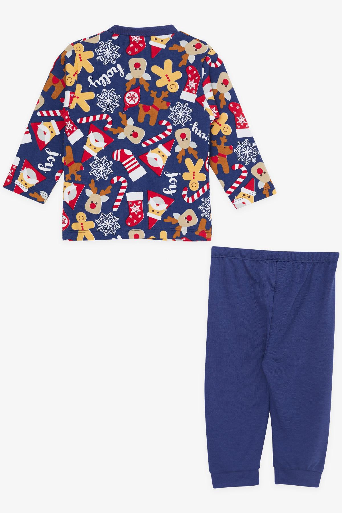 Breeze Erkek Bebek Pijama Takımı Yılbaşı Temalı Lacivert (4 Ay-1 Yaş)