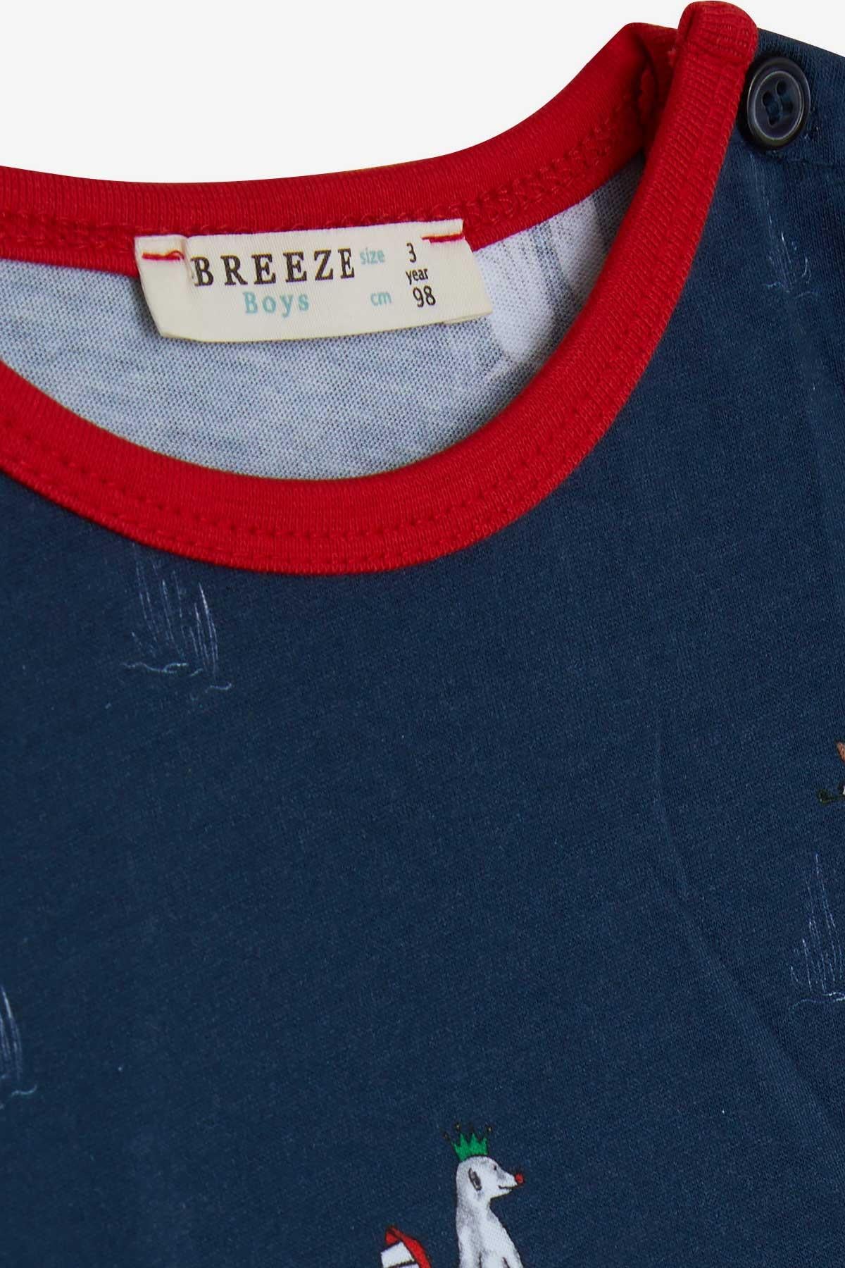 Breeze Erkek Bebek Pijama Takımı Yılbaşı Temalı Lacivert (9 Ay-3 Yaş)