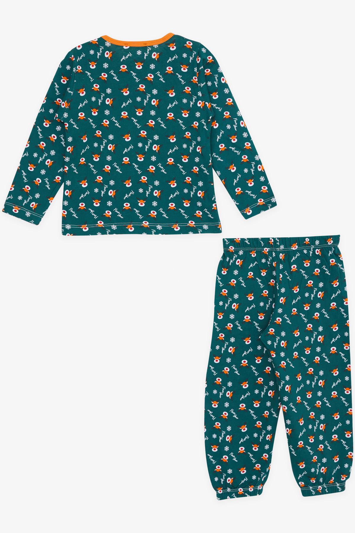 Breeze Erkek Bebek Pijama Takımı Yılbaşı Temalı Yeşil (9 Ay-3 Yaş)