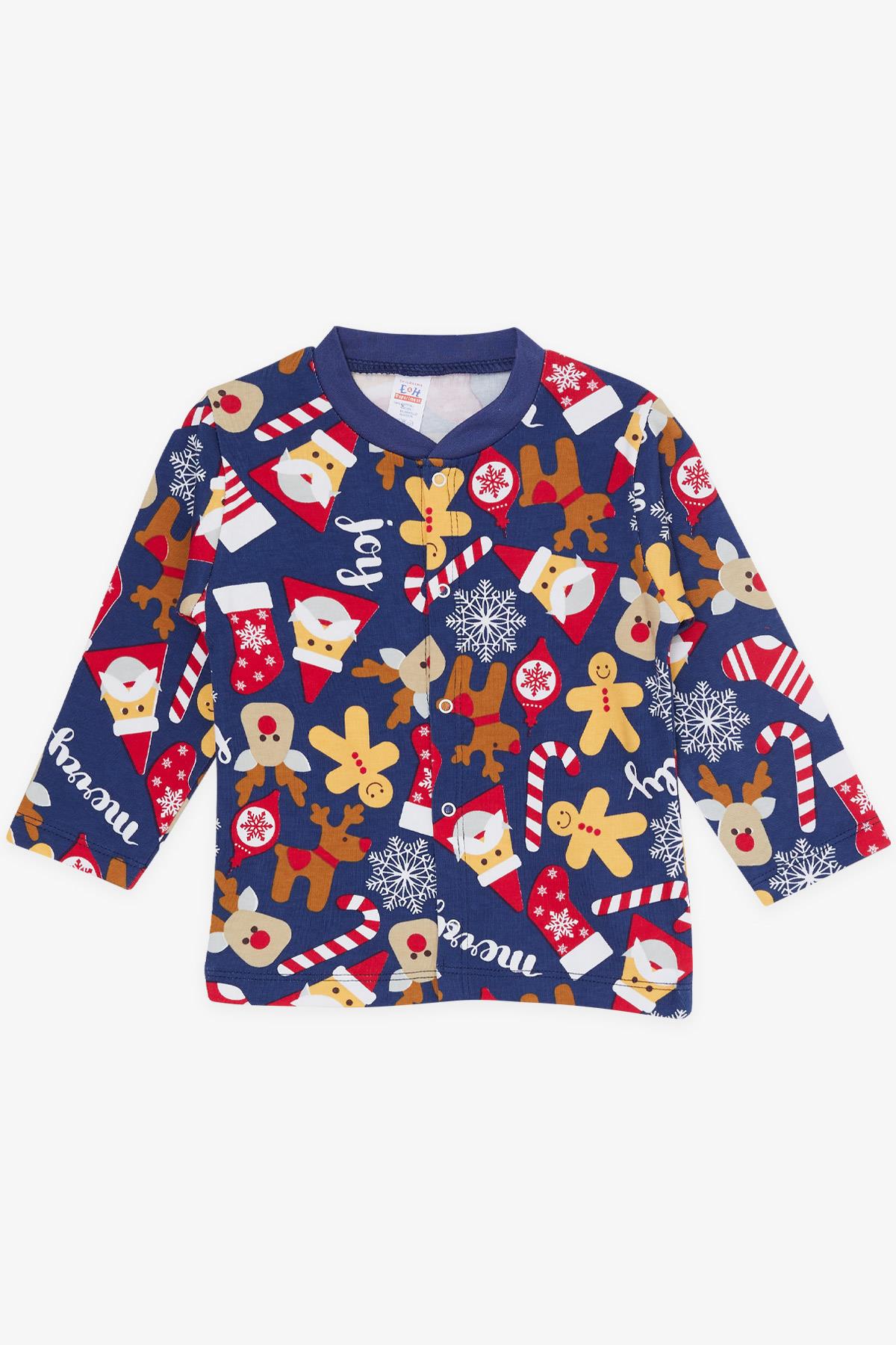 Breeze Erkek Bebek Pijama Takımı Yılbaşı Temalı Lacivert (4 Ay-1 Yaş)