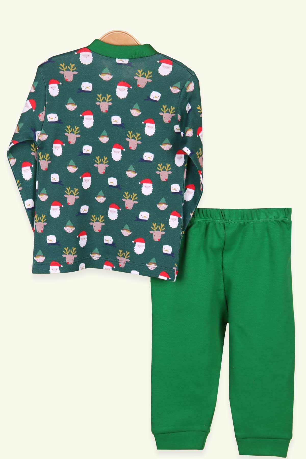 Breeze Erkek Bebek Pijama Takımı Yılbaşı Temalı Koyu Yeşil (0-3 Ay-9 Ay)