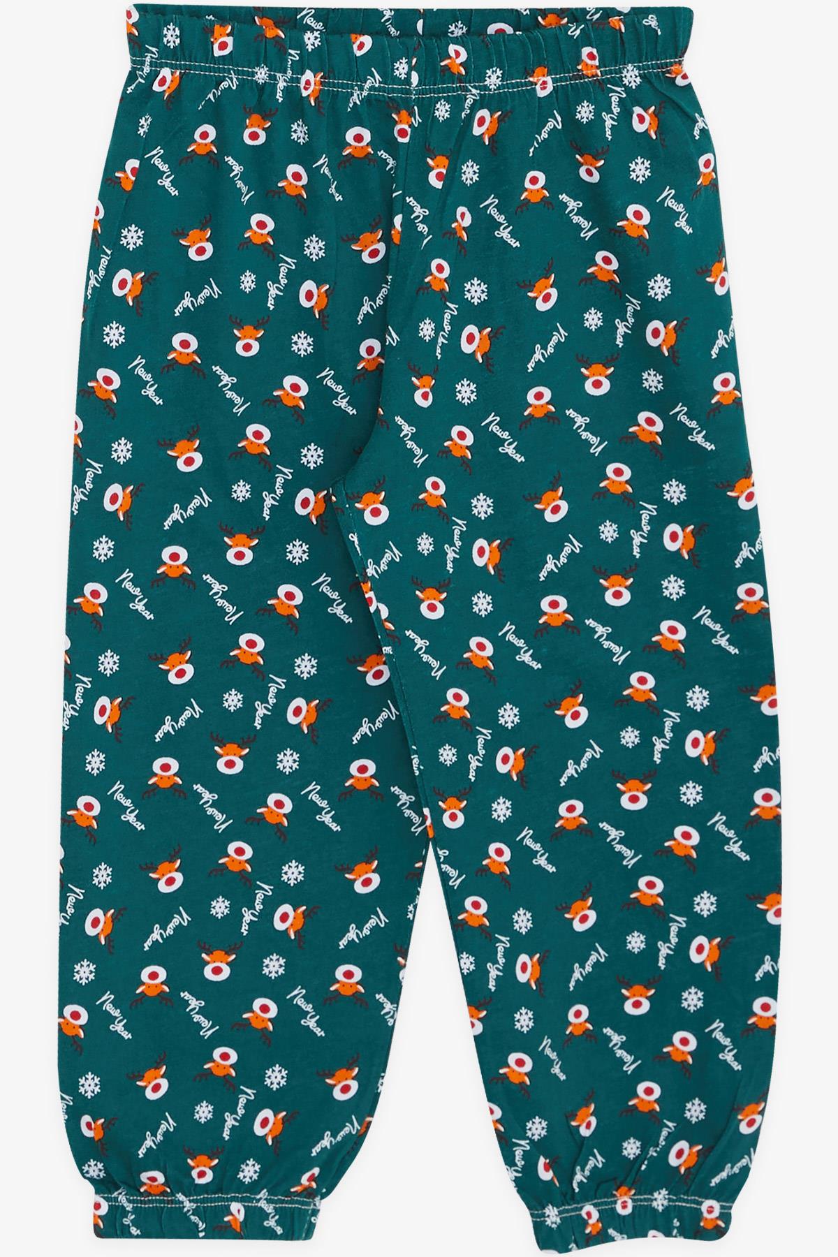 Breeze Erkek Bebek Pijama Takımı Yılbaşı Temalı Yeşil (9 Ay-3 Yaş)