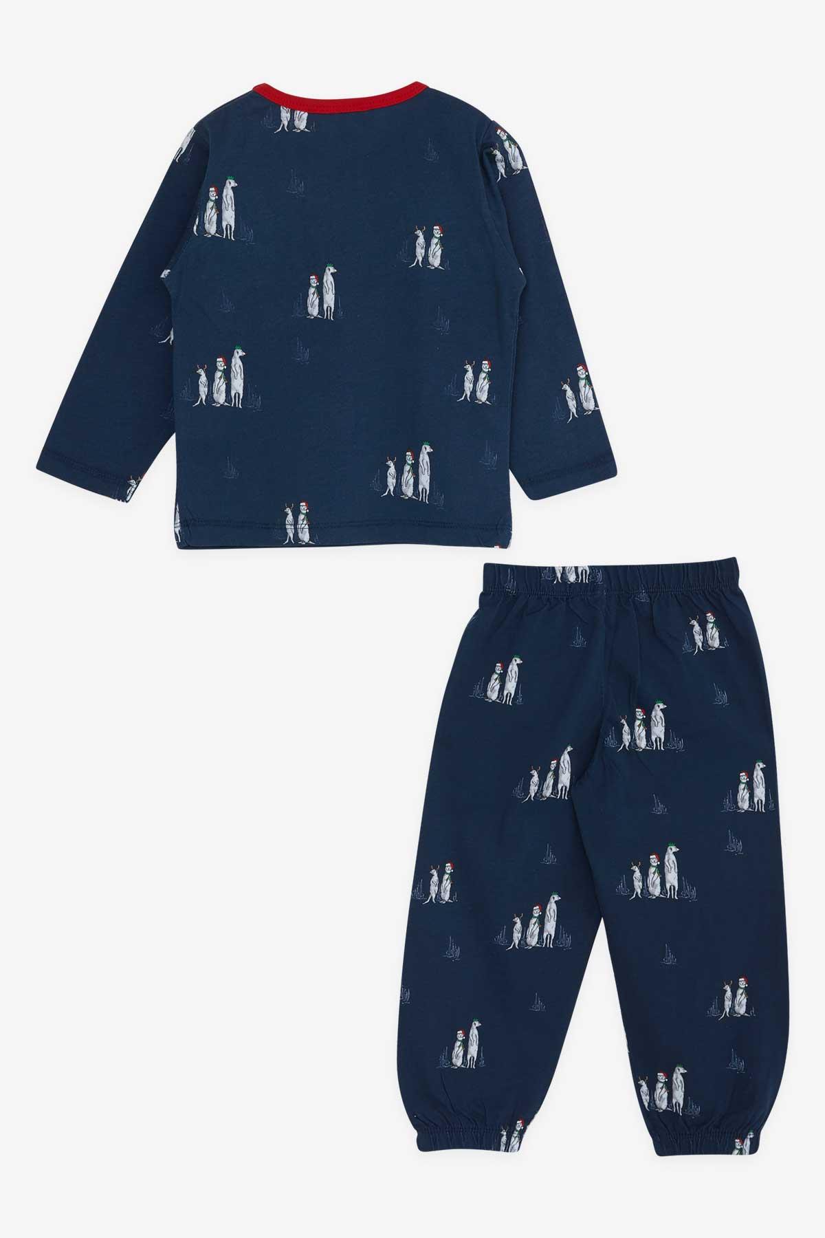 Breeze Erkek Bebek Pijama Takımı Yılbaşı Temalı Lacivert (9 Ay-3 Yaş)