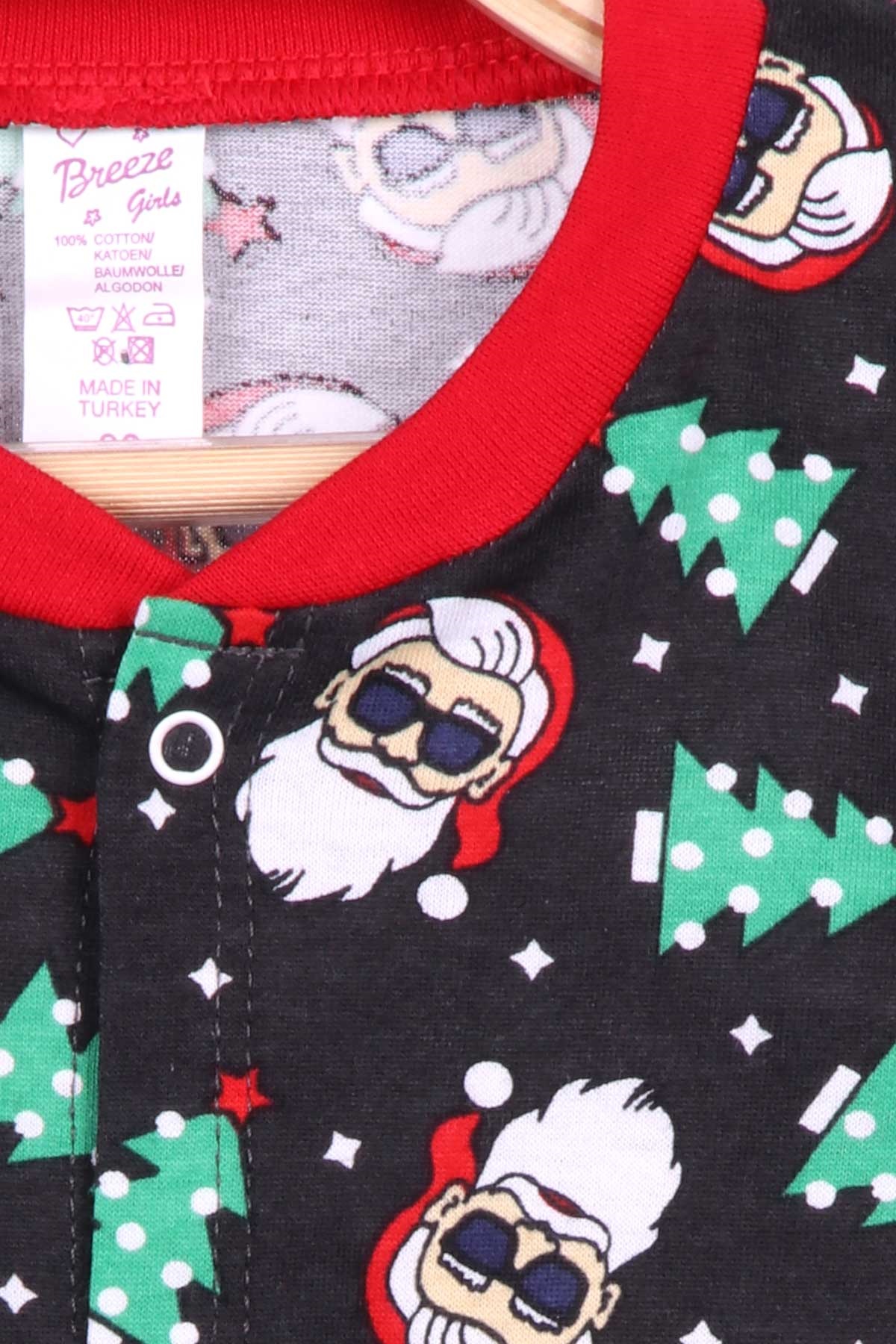 Breeze Erkek Bebek Pijama Takımı Yılbaşı Temalı Siyah (9 Ay)