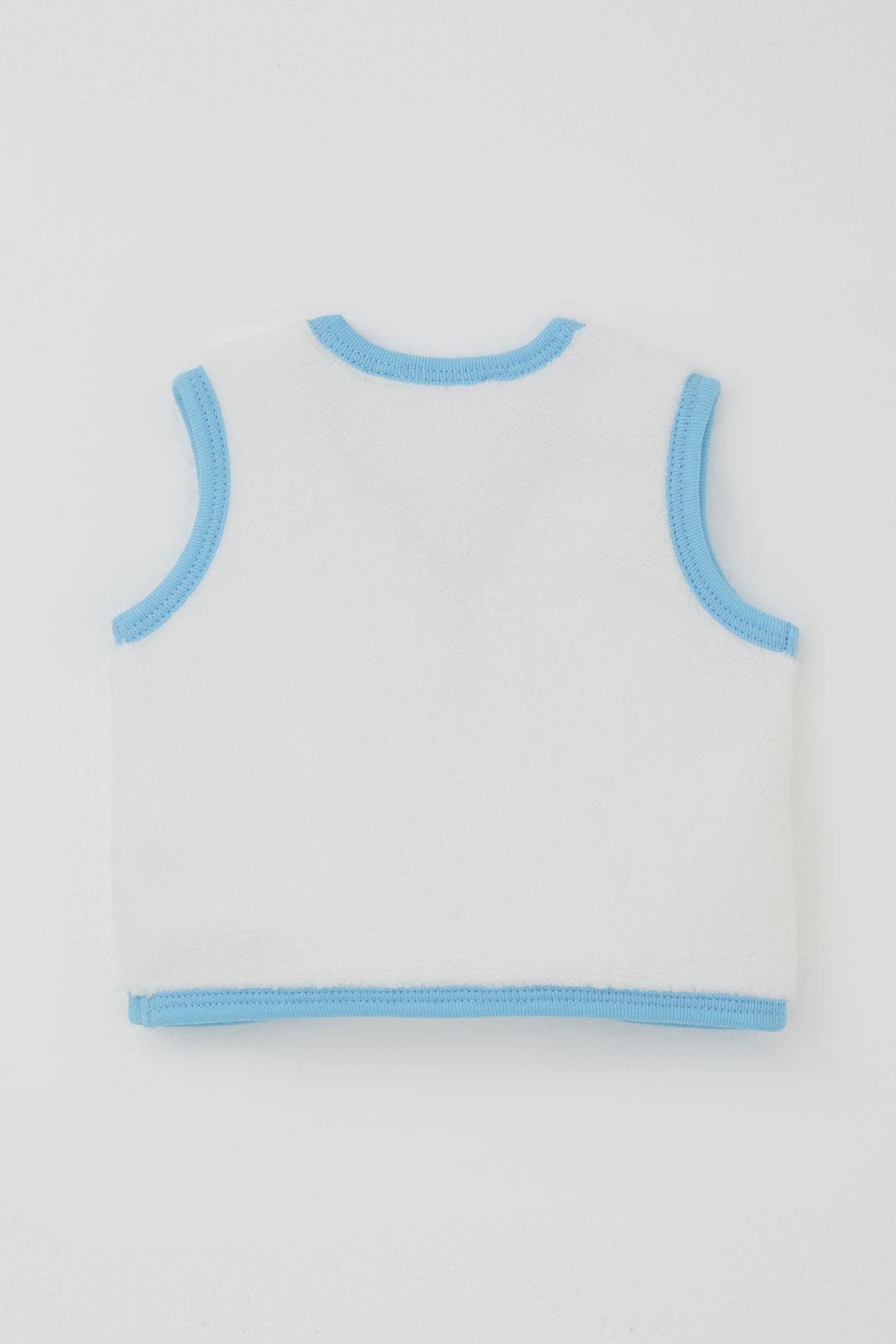 Breeze Erkek Bebek Polar Yelek Düğmeli Beyaz (0-9 Ay)