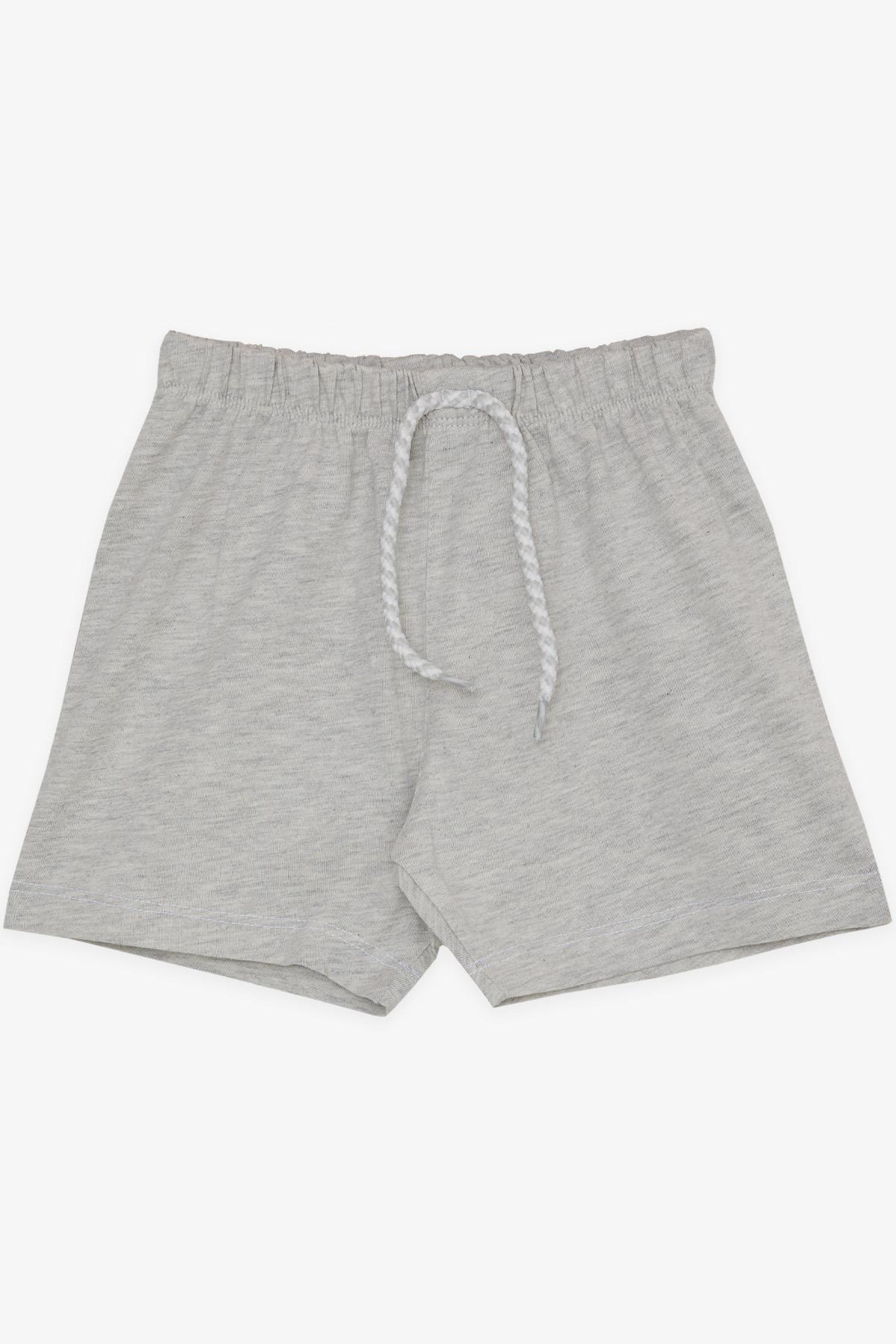 Breeze Erkek Bebek Şort Beli Lastikli Bağcık Aksesuarlı Basic Açık Gri Melanj (9 Ay-3 Yaş)