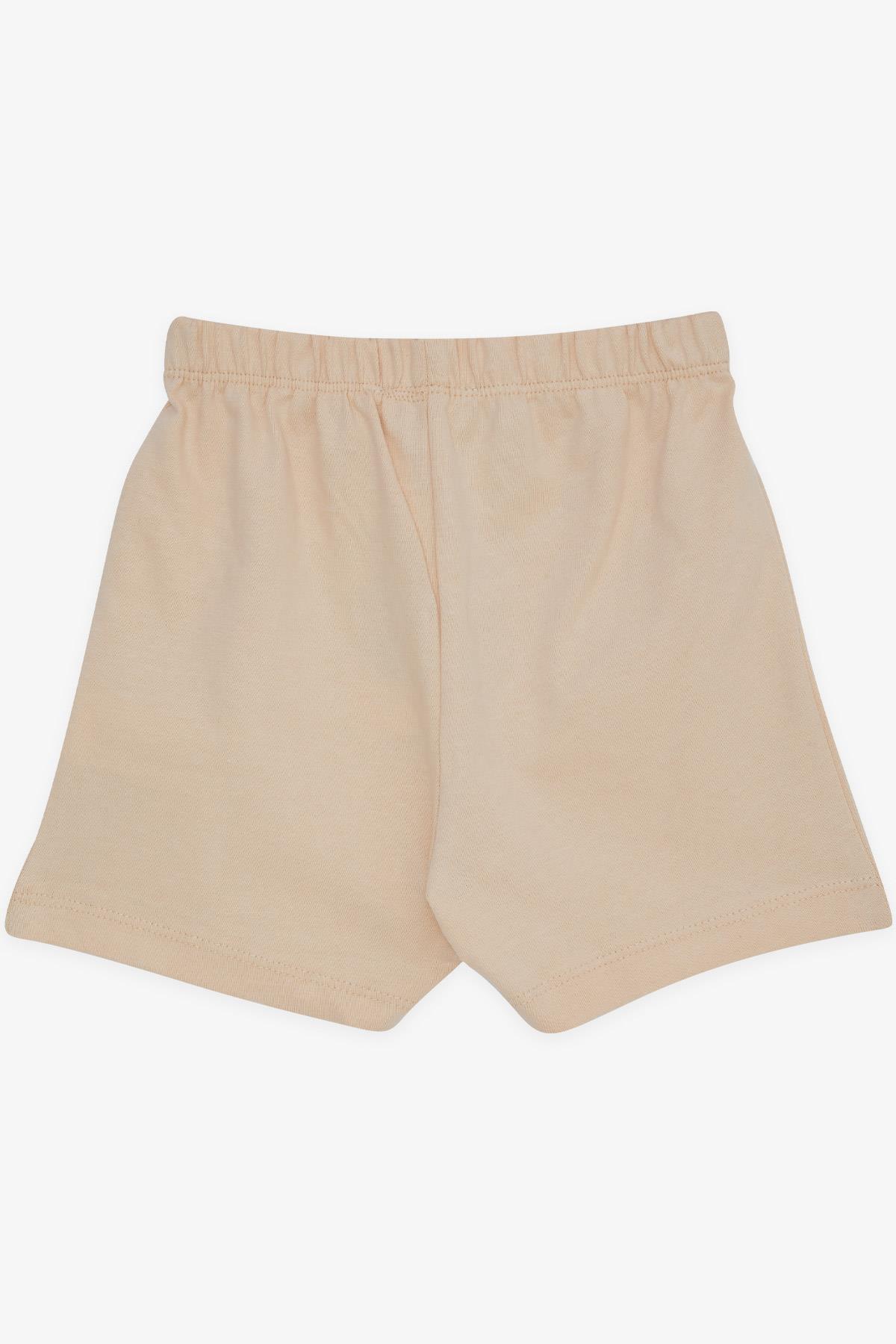 Breeze Erkek Bebek Şort Beli Lastikli Bağcık Aksesuarlı Basic Krem (9 Ay-3 Yaş)