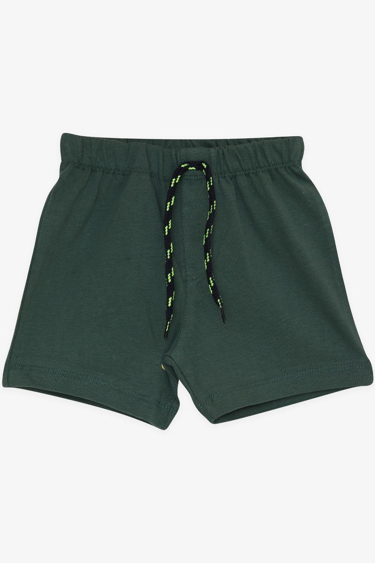 Breeze Erkek Bebek Şort Beli Lastikli Bağcıklı Basic Koyu Yeşil (9 Ay-3 Yaş)