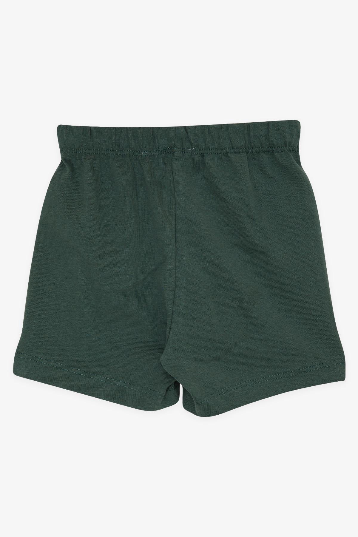 Breeze Erkek Bebek Şort Beli Lastikli Bağcıklı Basic Koyu Yeşil (9 Ay-3 Yaş)