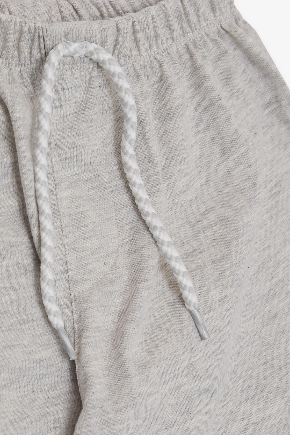 Breeze Erkek Bebek Şort Beli Lastikli Bağcık Aksesuarlı Basic Açık Gri Melanj (9 Ay-3 Yaş)