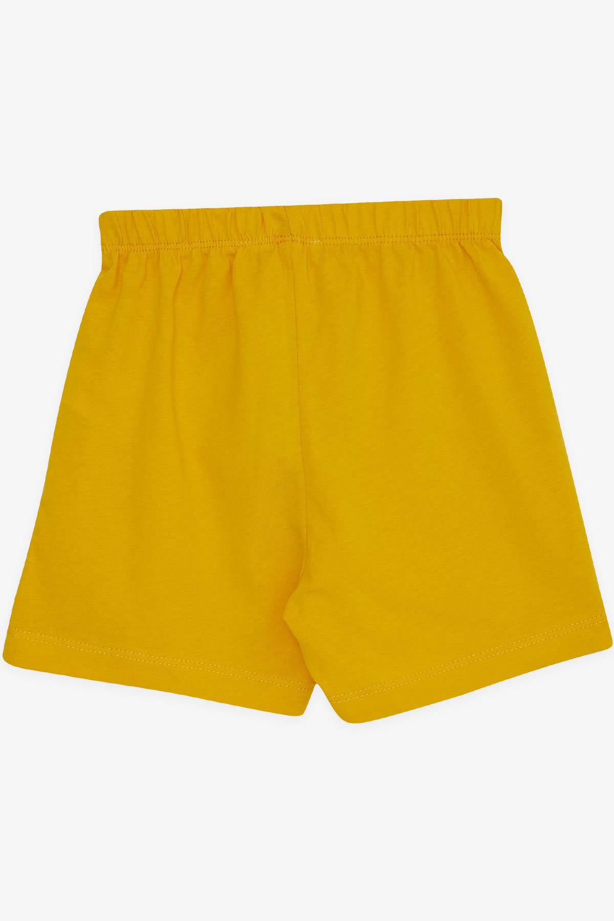 Breeze Erkek Bebek Şort Beli Lastikli Bağcık Aksesuarlı Basic Sarı (9 Ay-3 Yaş)