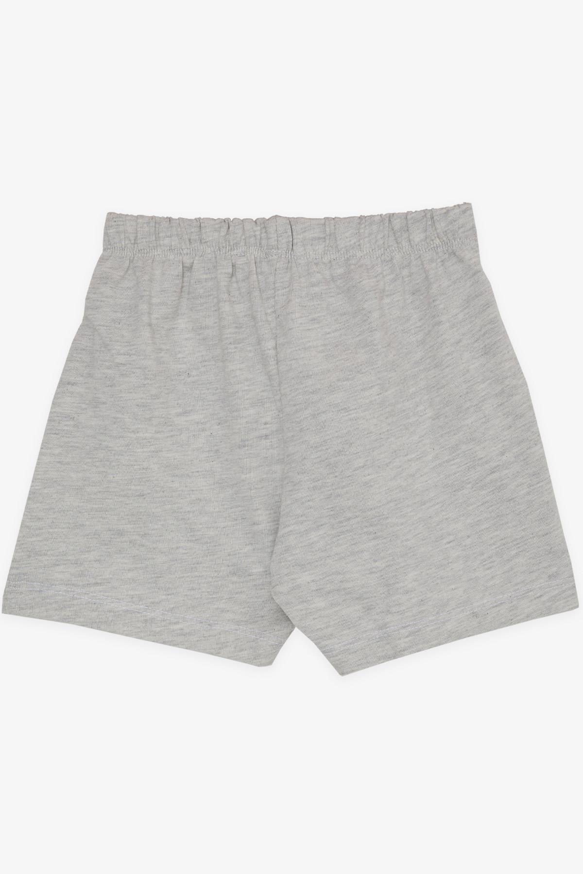Breeze Erkek Bebek Şort Beli Lastikli Bağcık Aksesuarlı Basic Açık Gri Melanj (9 Ay-3 Yaş)