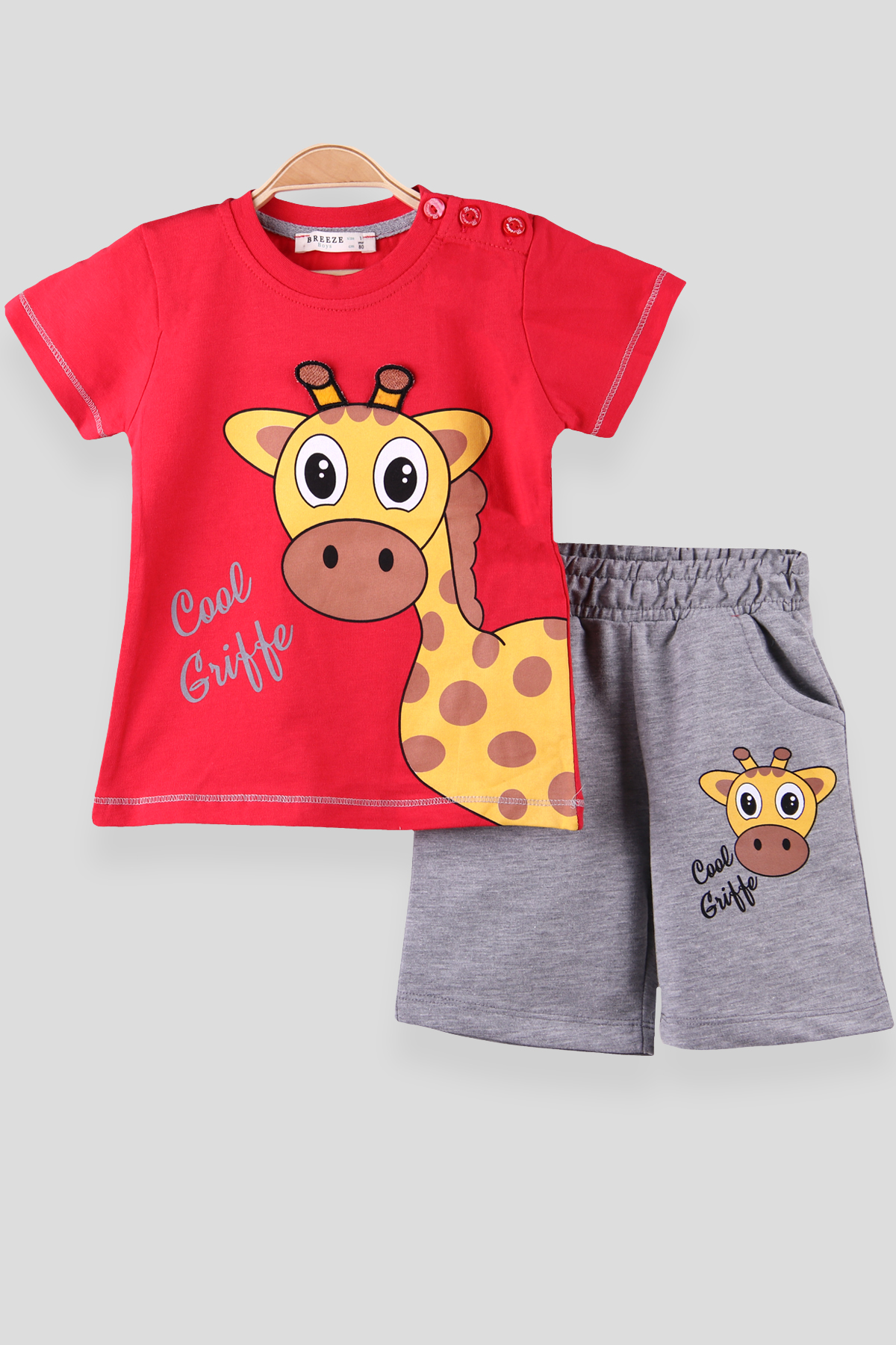 Breeze Erkek Bebek Şort Takım Zürafalı Narçiçeği (9 Ay-3 Yaş)