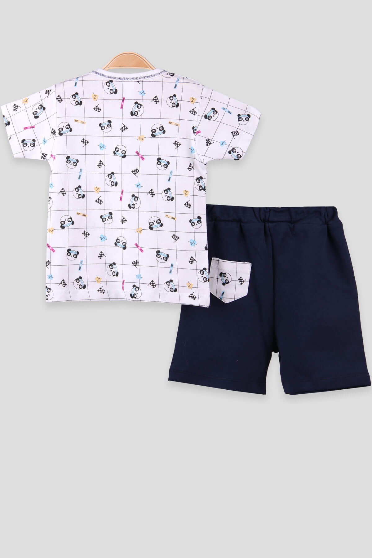 Breeze Erkek Bebek Şort Takımı Pandalı Lacivert (0-3 Ay-9 Ay)