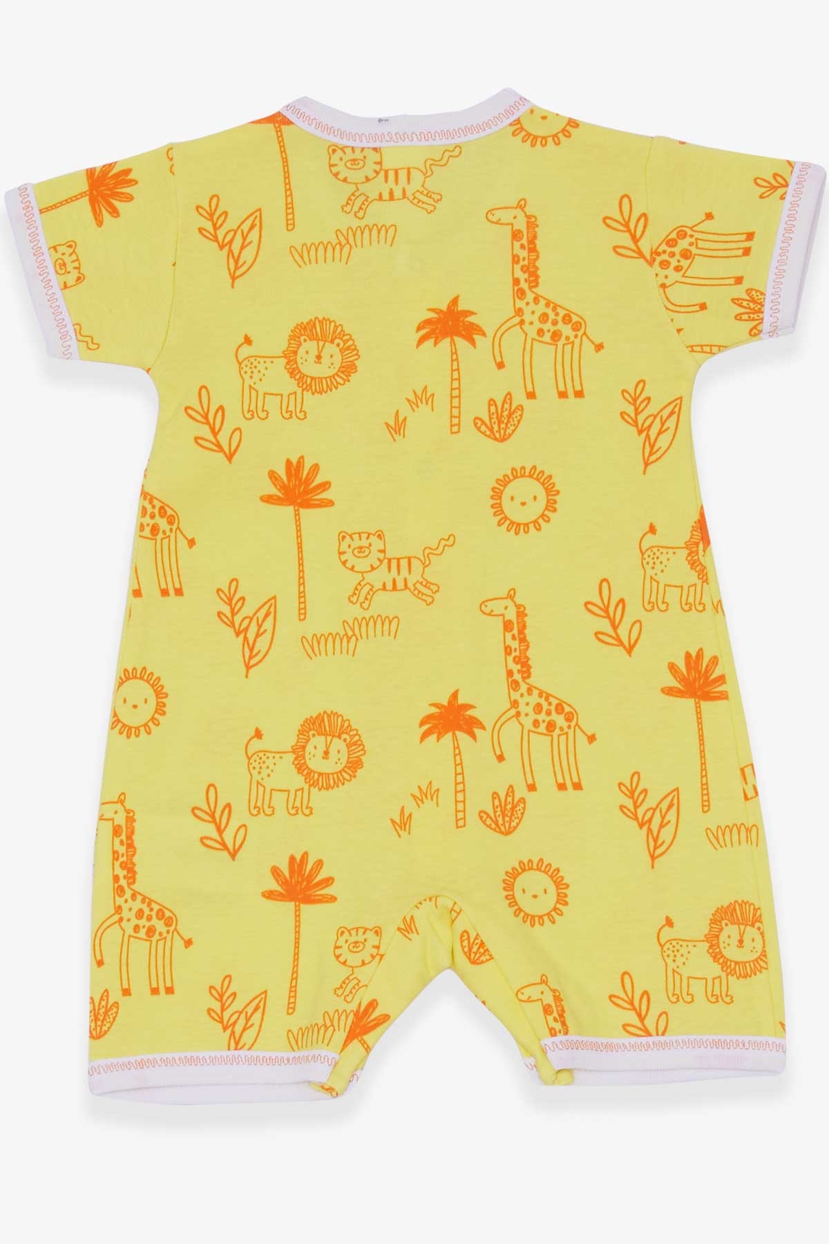 Breeze Erkek Bebek Şort Tulum Safari Temalı Sarı (0-3 Ay-9 Ay)