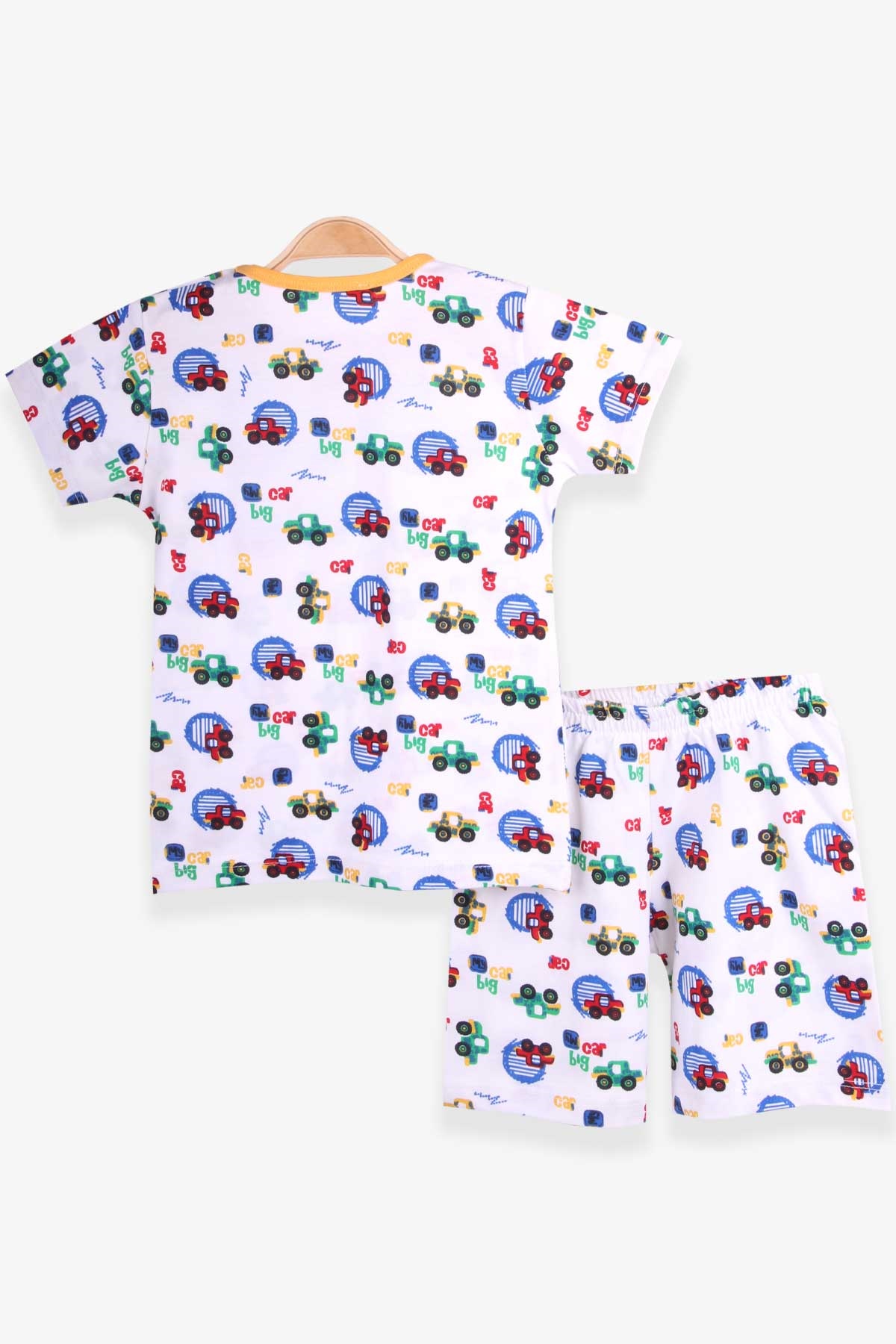 Breeze Erkek Bebek Şortlu Pijama Takımı Renkli Kamyonet Desenli Beyaz (9 Ay-3 Yaş)