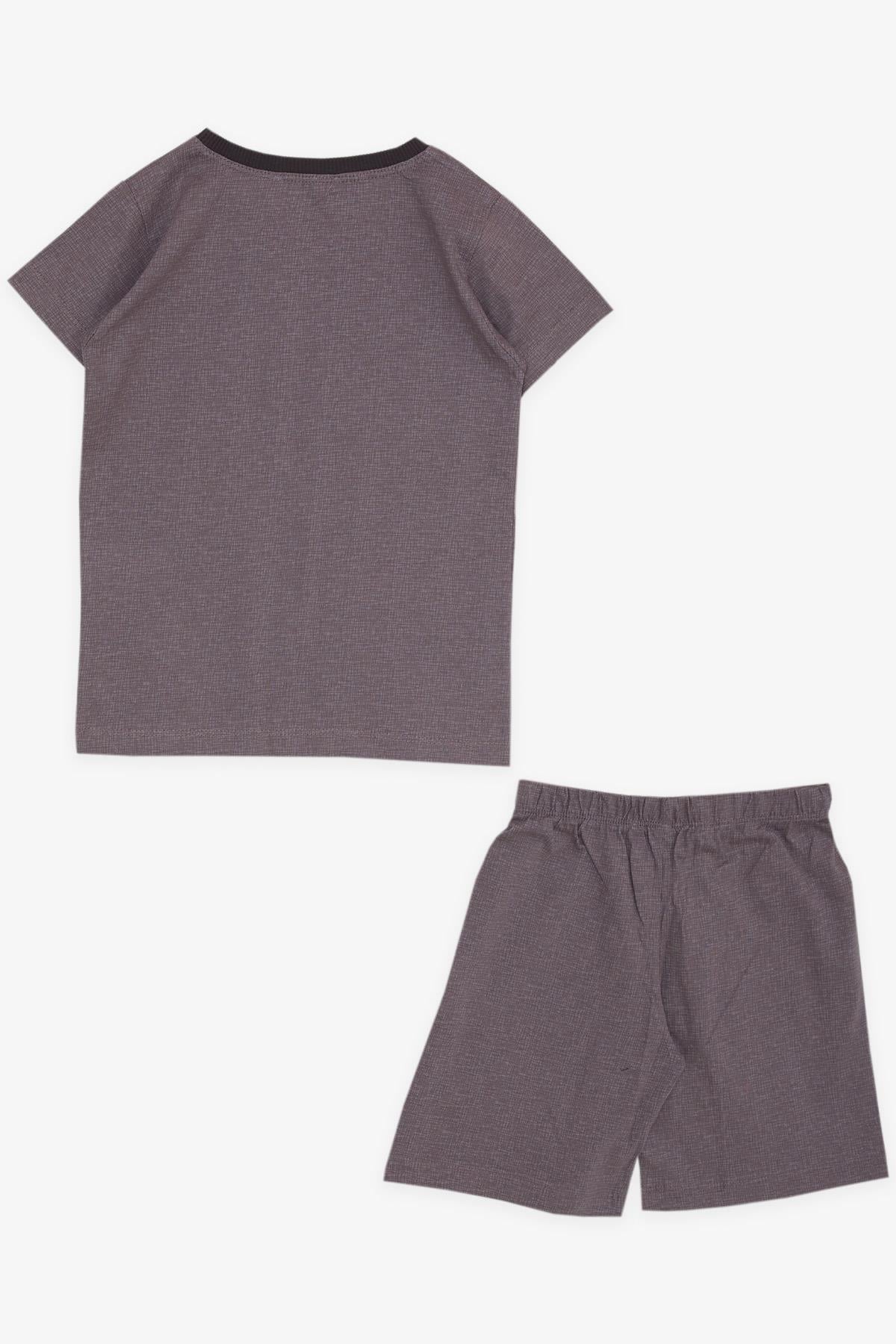 Breeze Erkek Bebek Şortlu Pijama Takımı Gülenyüz Meşe Palamutu Desenli Vizon (9 Ay-3 Yaş)