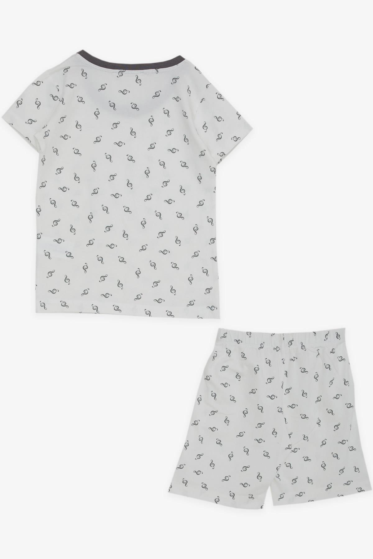 Breeze Erkek Bebek Şortlu Pijama Takımı Sol Anahtar Desenli Ekru (9 Ay-3 Yaş)