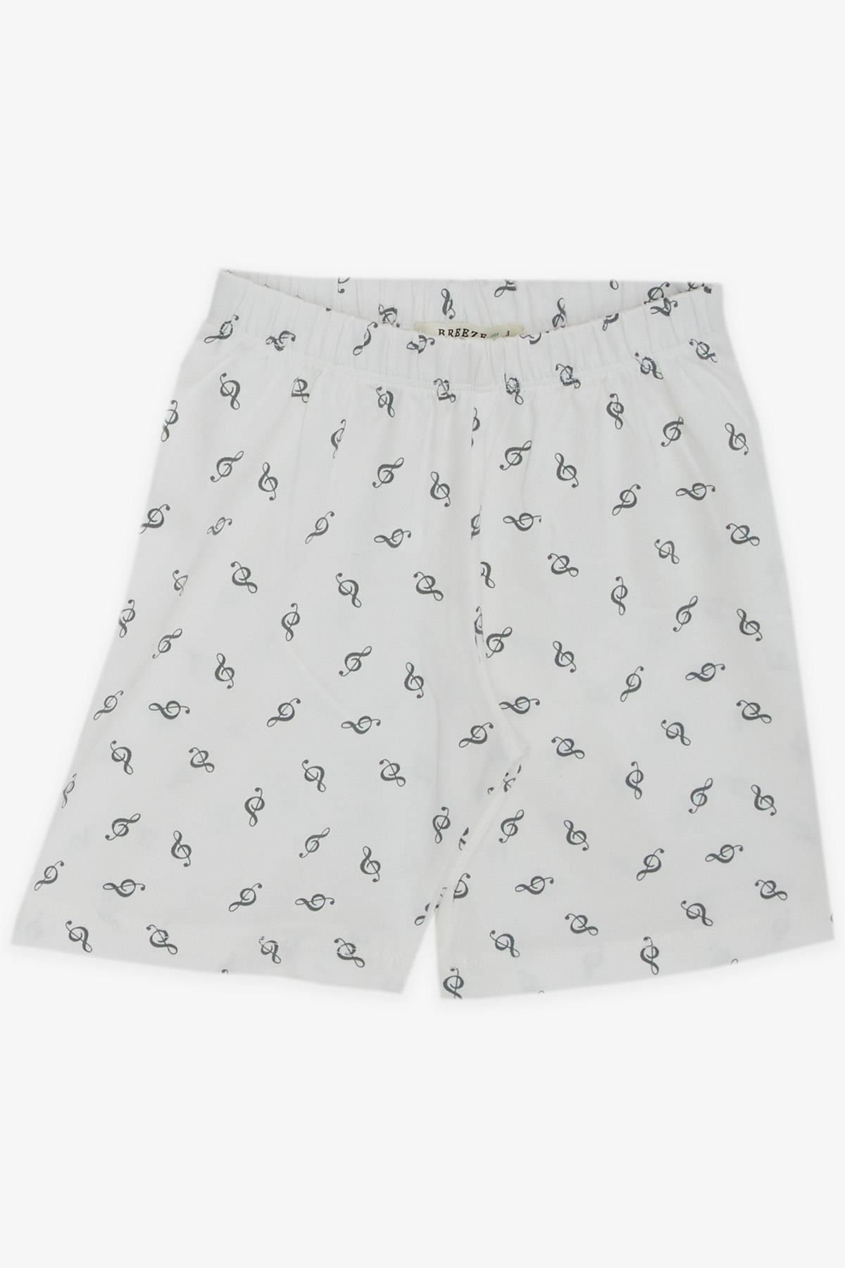 Breeze Erkek Bebek Şortlu Pijama Takımı Sol Anahtar Desenli Ekru (9 Ay-3 Yaş)