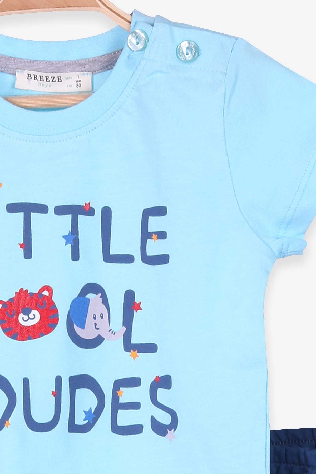 Breeze Erkek Bebek Şortlu Takım Baskılı Açık Mavi (6 Ay-2 Yaş)
