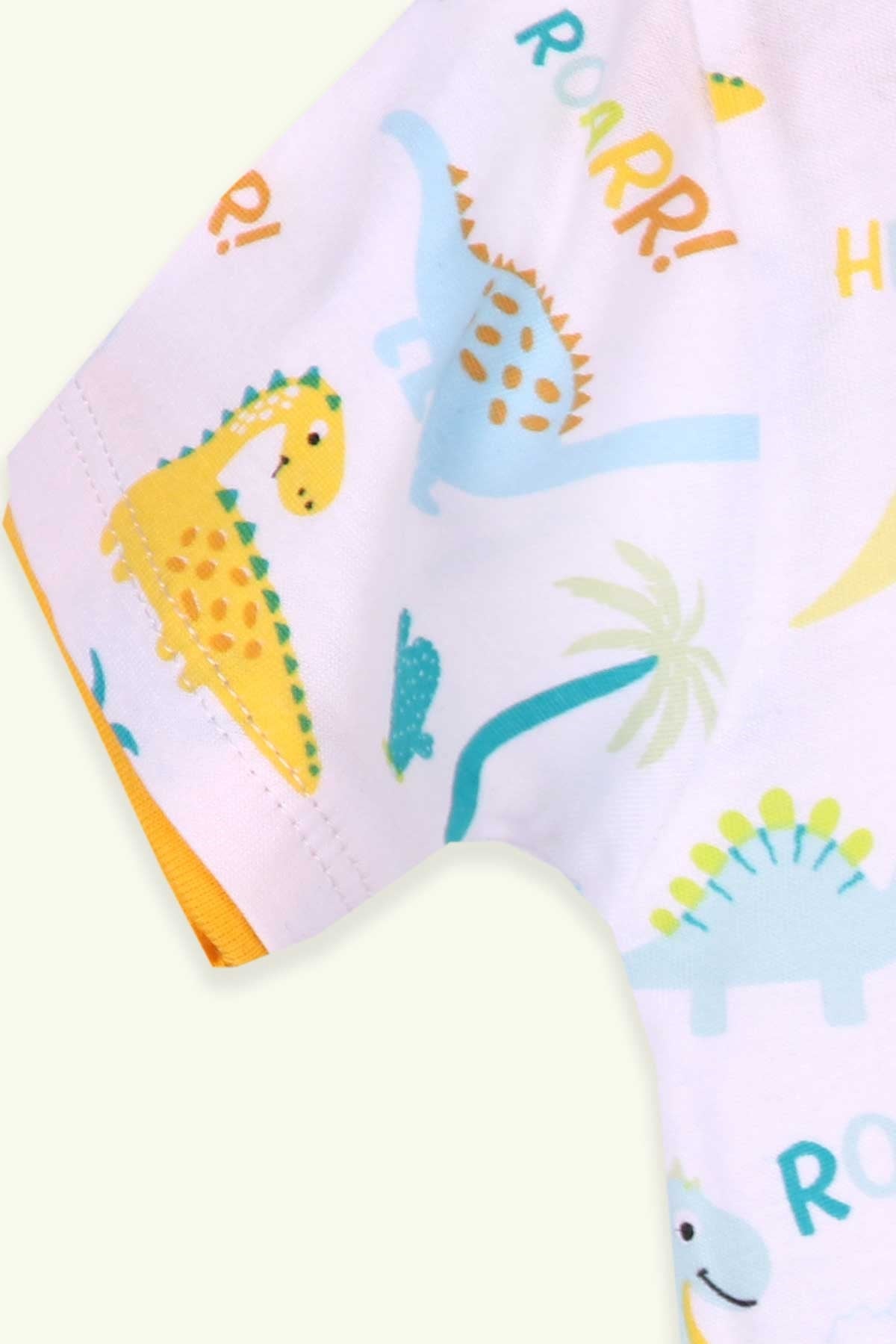 Breeze Erkek Bebek Şortlu Takım Dinozorlu Cepli Beyaz (0-3 Ay-9 Ay)