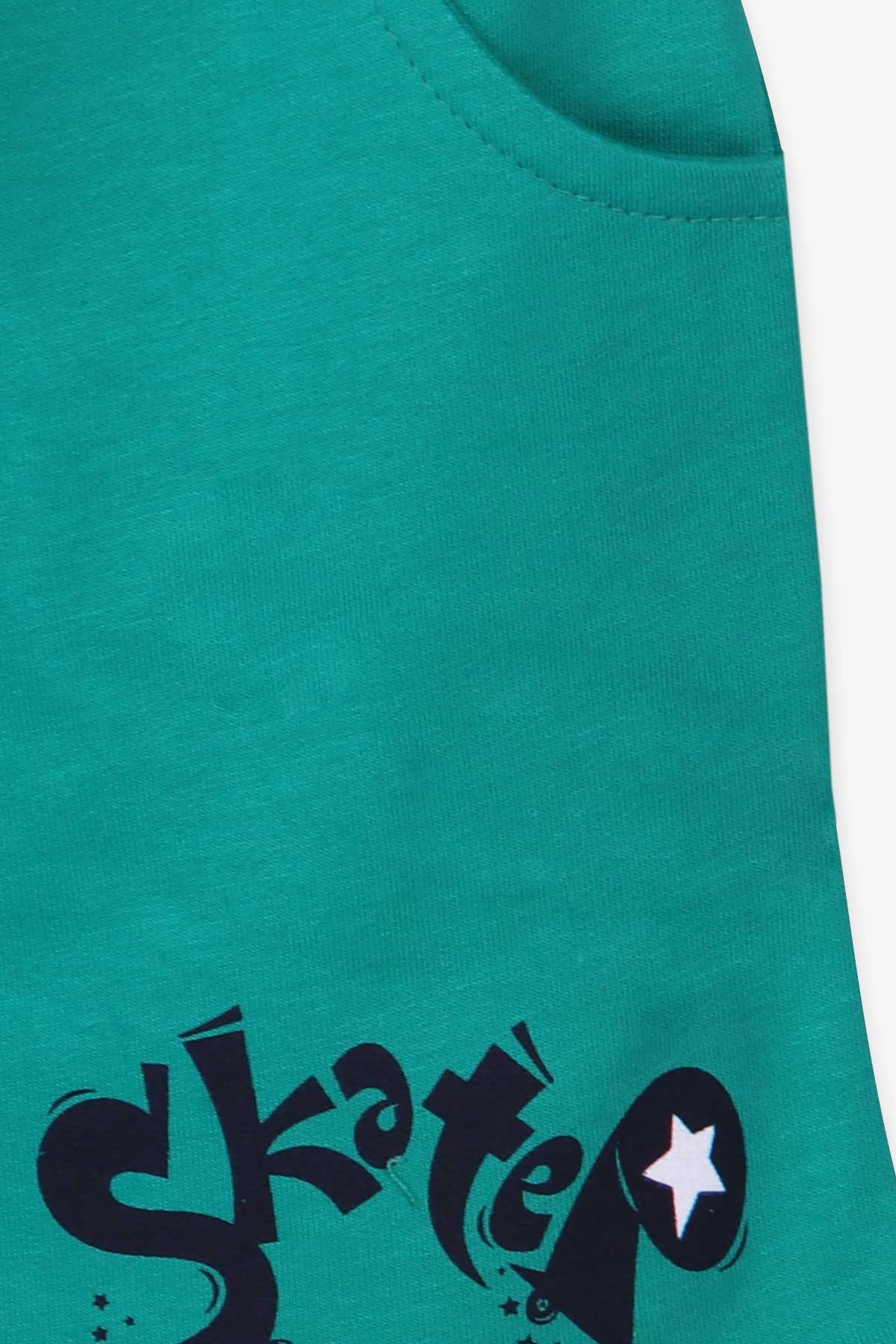 Breeze Erkek Bebek Şortlu Takım Kaykaycı Dinozor Baskılı Beyaz (9 Ay-3 Yaş)