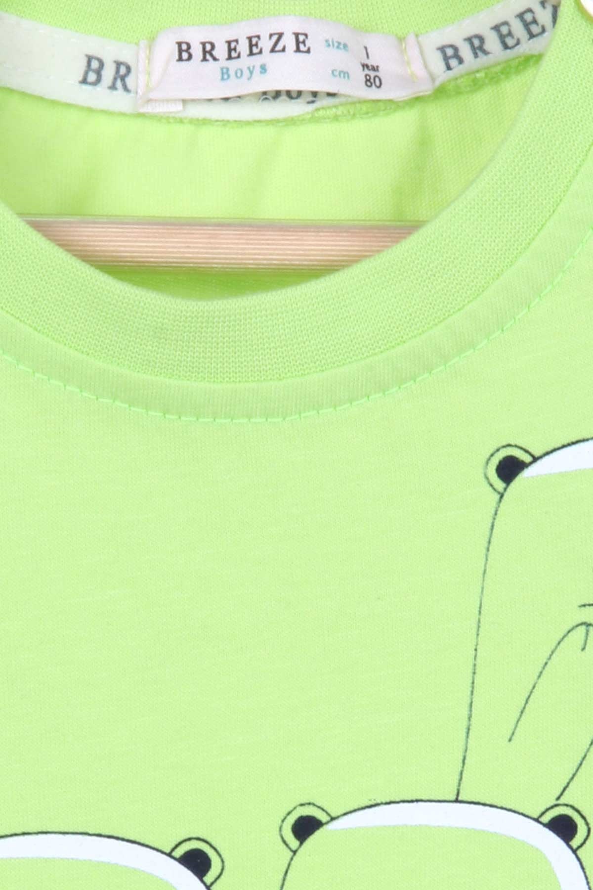 Breeze Erkek Bebek Şortlu Takım Kutup Ayıcık Baskılı Fıstık Yeşili (9 Ay-3 Yaş)