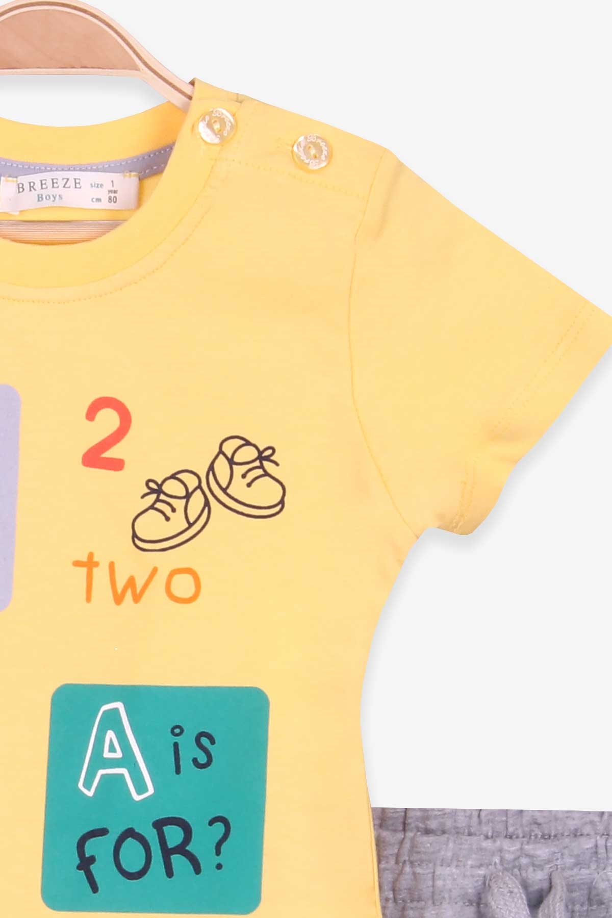 Breeze Erkek Bebek Şortlu Takım Okul Temalı Sarı (9 Ay-3 Yaş)
