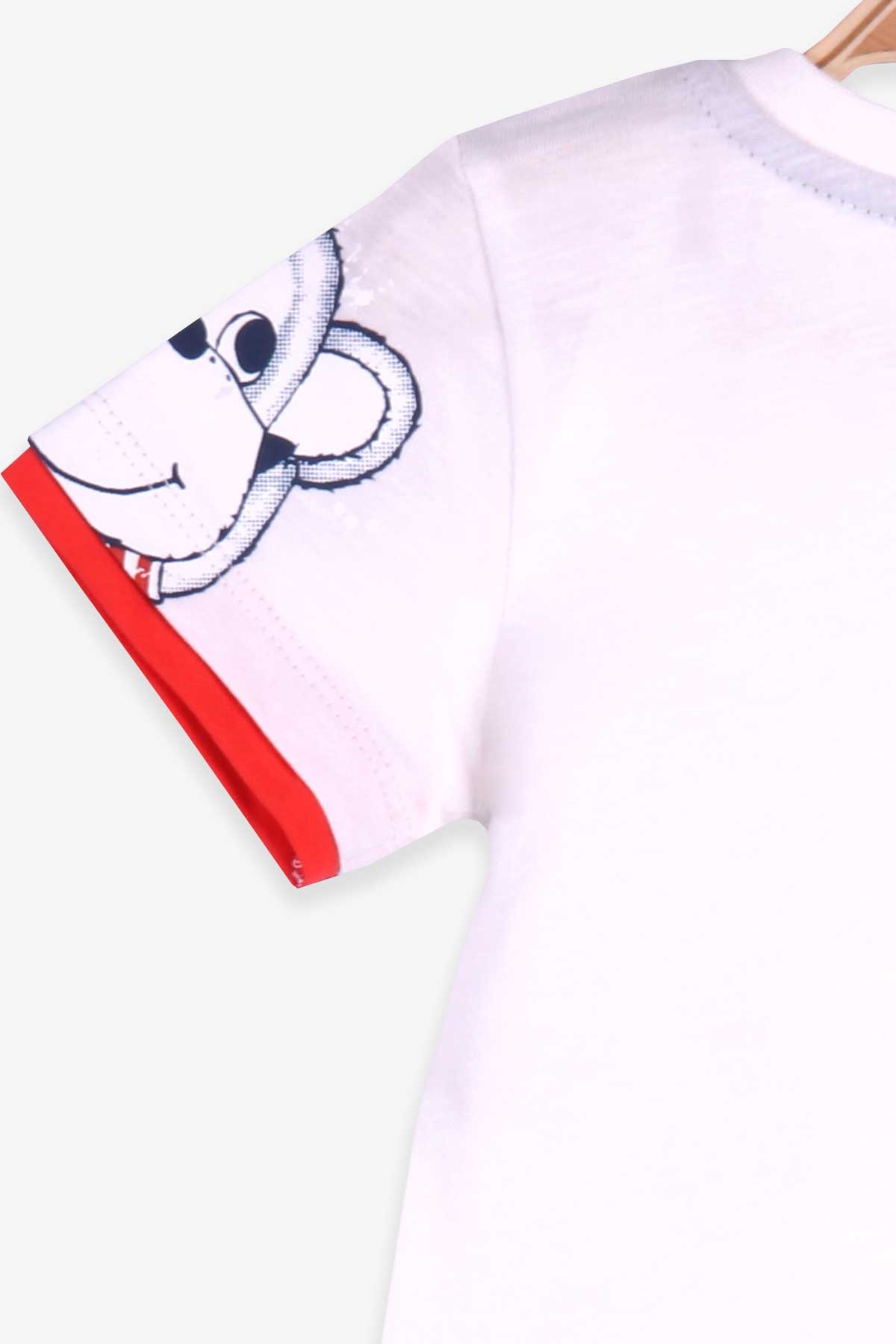 Breeze Erkek Bebek Şortlu Takım Sevimli Maymunlu Beyaz (9 Ay-3 Yaş)