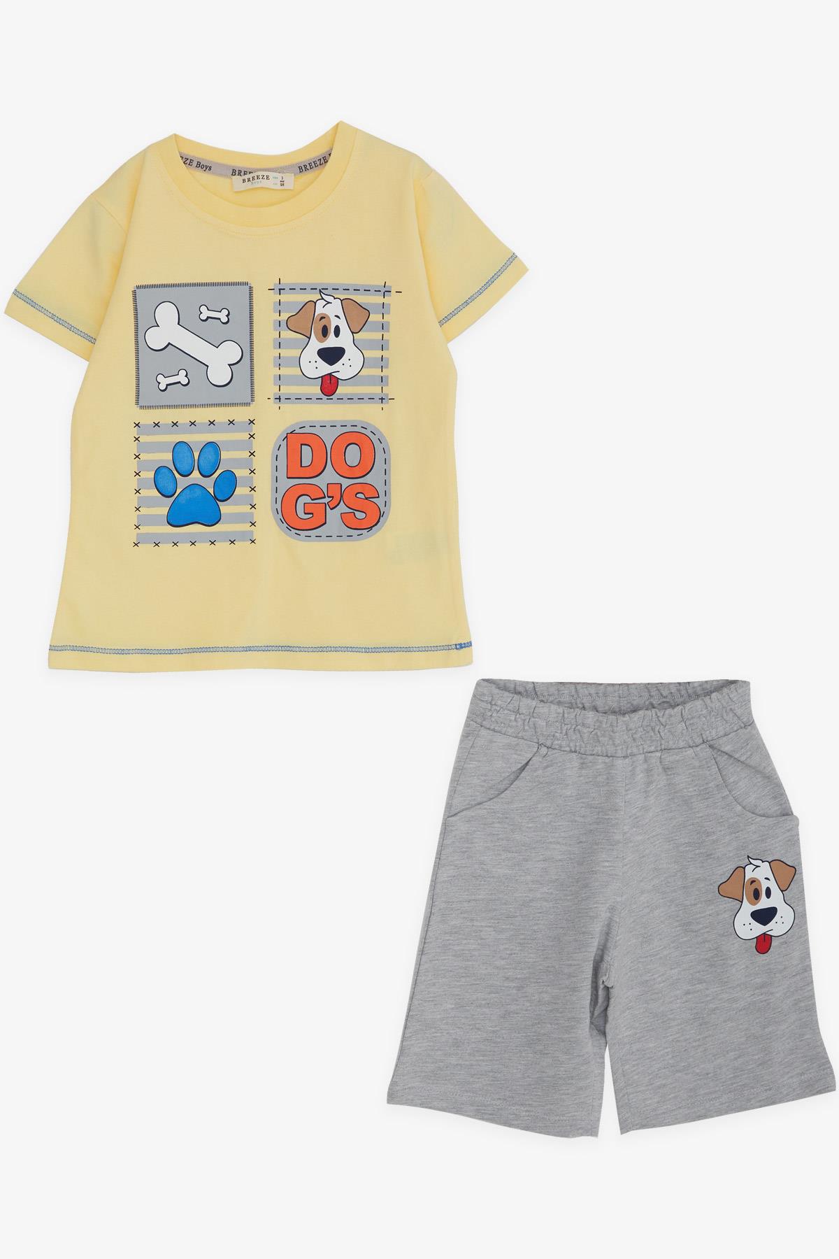 Breeze Erkek Bebek Şortlu Takım Sevimli Köpekçik Sarı (1-4 Yaş)