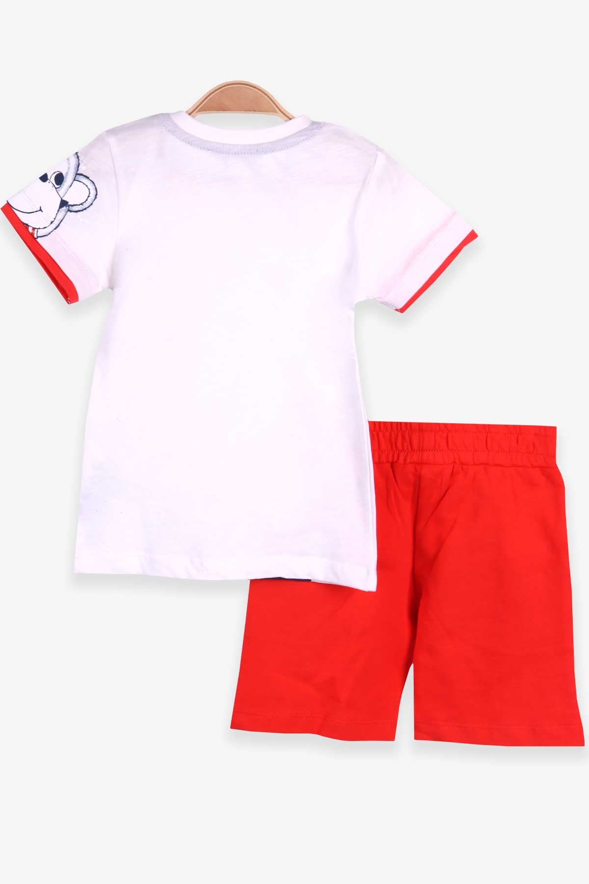 Breeze Erkek Bebek Şortlu Takım Sevimli Maymunlu Beyaz (9 Ay-3 Yaş)