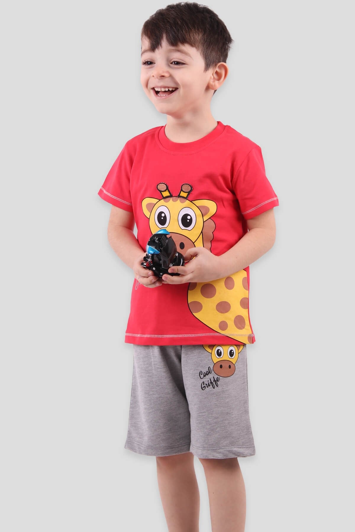 Breeze Erkek Bebek Şortlu Takım Zürafalı Narçiçeği (9 Ay-3 Yaş)