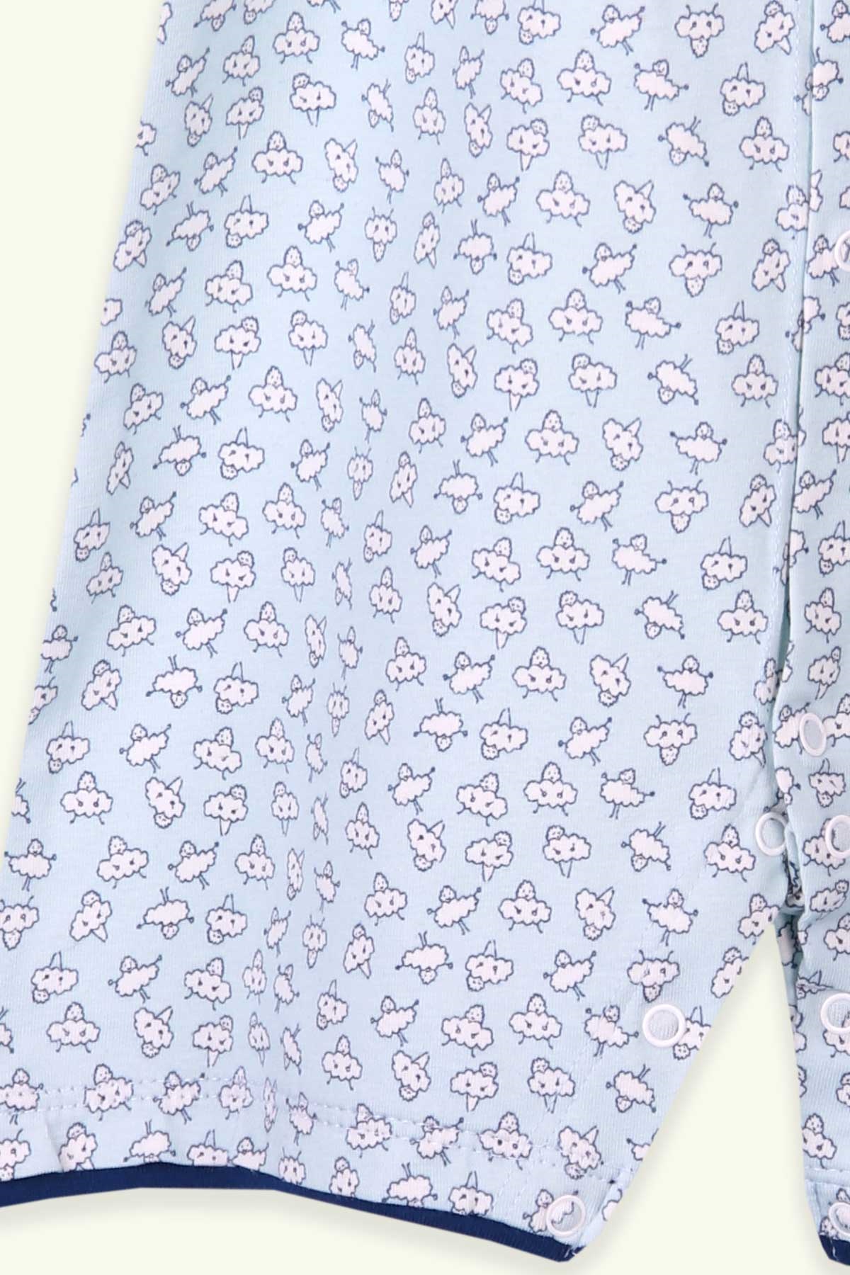 Breeze Erkek Bebek Şortlu Tulum Desenli Bebe Mavisi (0-3 Ay-9 Ay)